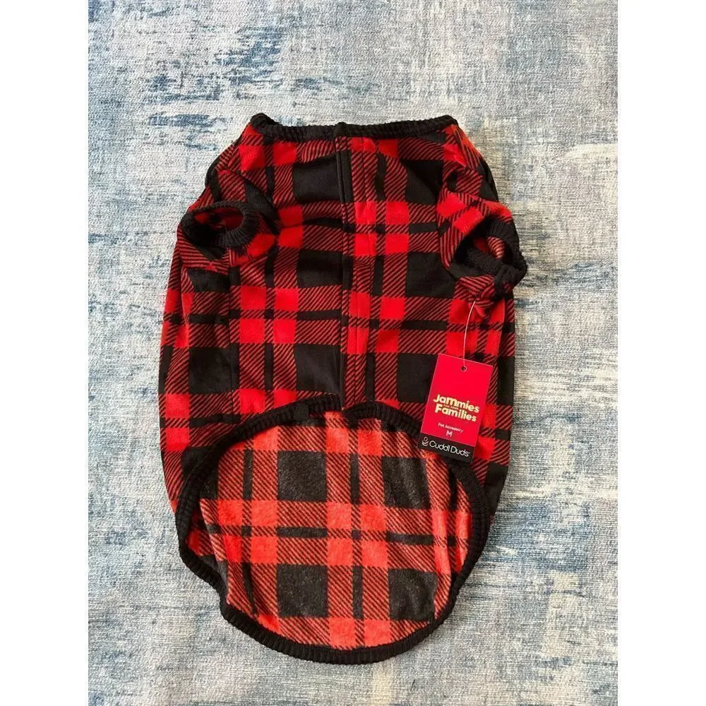 NWT! Jammies for your Families Red Flannel Plaid Dog Onesie Pet Pajamas Medium